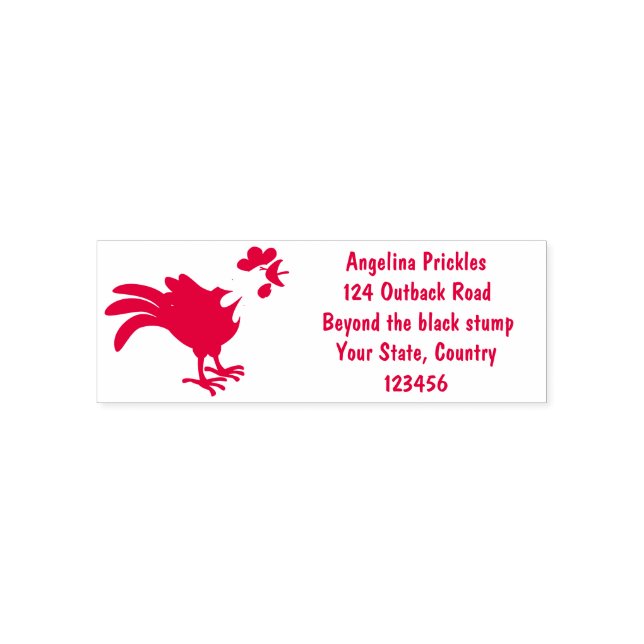Cute funny crowing rooster cartoon illustration self-inking stamp (Design)