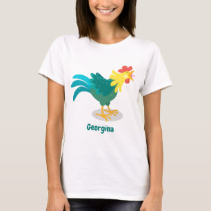 Cute funny crowing rooster cartoon illustration T-Shirt