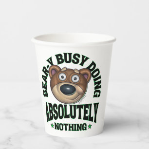 Cute Funny Cuddly Cartoon Bear Paper Cups