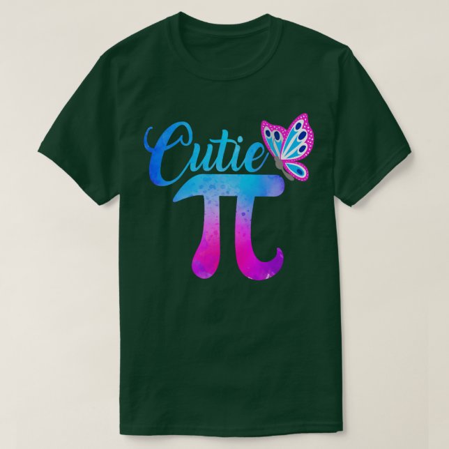 Cute  Funny Cutie Pi Math Pie Butterfly Math Pun  T-Shirt (Design Front)