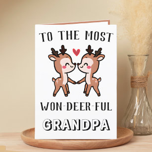 Cute Funny Deer Buck Wonderful Grandpa Birthday Thank You Card