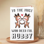 Cute Funny Deer Buck Wonderful Husband Birthday Thank You Card<br><div class="desc">Looking for a unique way to express your love and humour to your spouse? Our funny deer pun greeting card is the perfect choice for any husband on his birthday or even for a wedding anniversary. Customise it by adding your own personal message. Design features two cute baby deer and...</div>