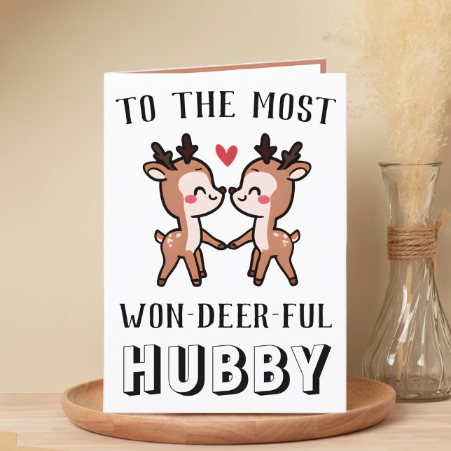 Cute Funny Deer Buck Wonderful Husband Birthday Thank You Card (cute deer birthday card for husband)