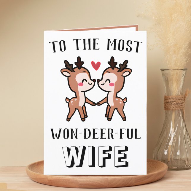 Cute Funny Deer Buck Wonderful Wife Birthday Thank You Card (cute deer birthday card for wife)