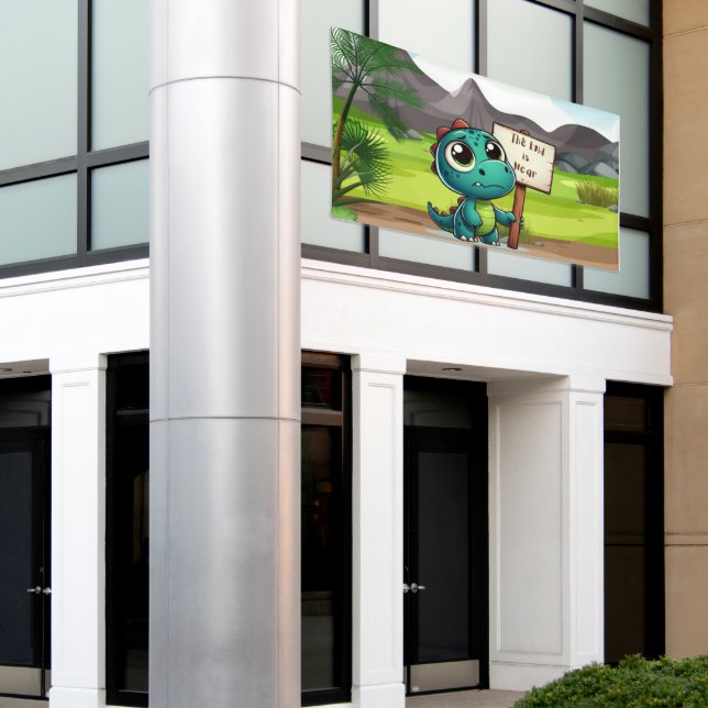 cute, funny dinosaur banner (Outside Building)