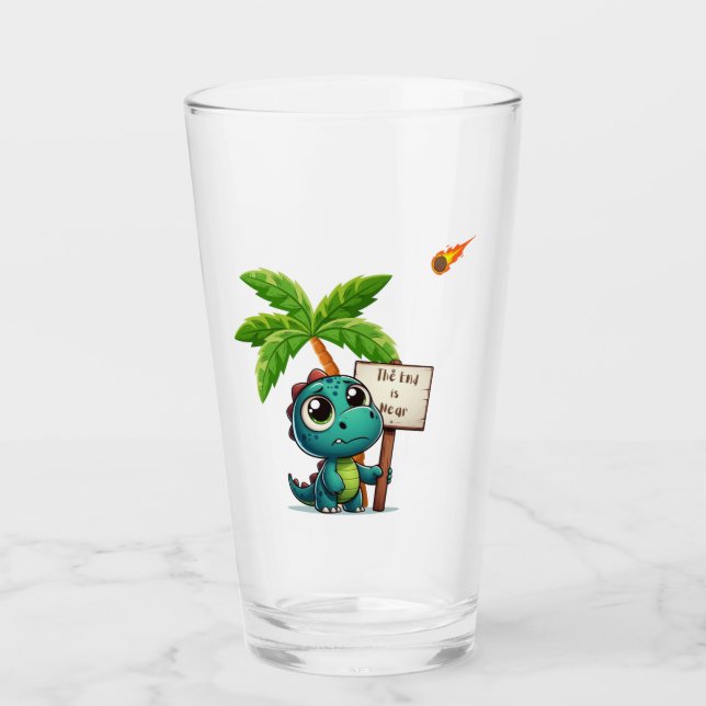 cute, funny dinosaur glass (Front)