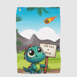 cute, funny dinosaur golf towel