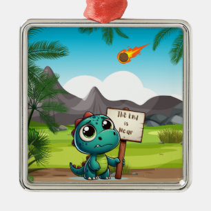 cute, funny dinosaur metal tree decoration