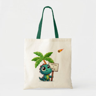cute, funny dinosaur tote bag