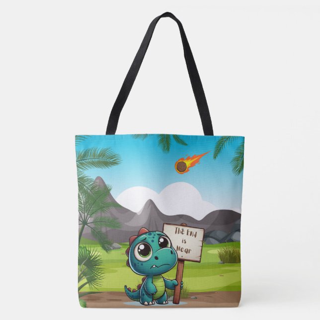 cute, funny dinosaur tote bag (Front)