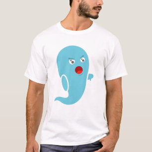 Cute Funny Disapproving Blue Ghost Halloween Carto T-Shirt