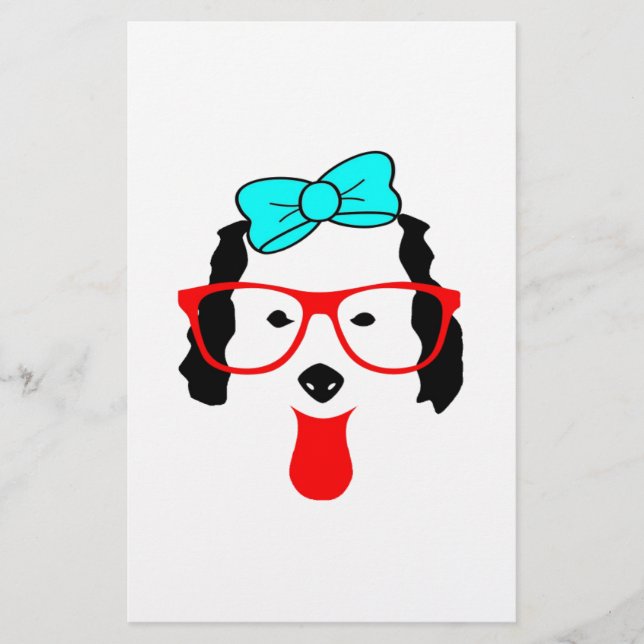 Cute Funny Dog Head Drawing Stationery (Front)