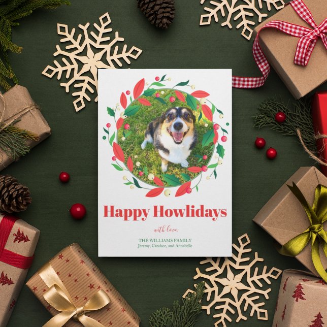 Cute Funny Dog Photo Happy Howlidays Christmas Holiday Card (Creator Uploaded)