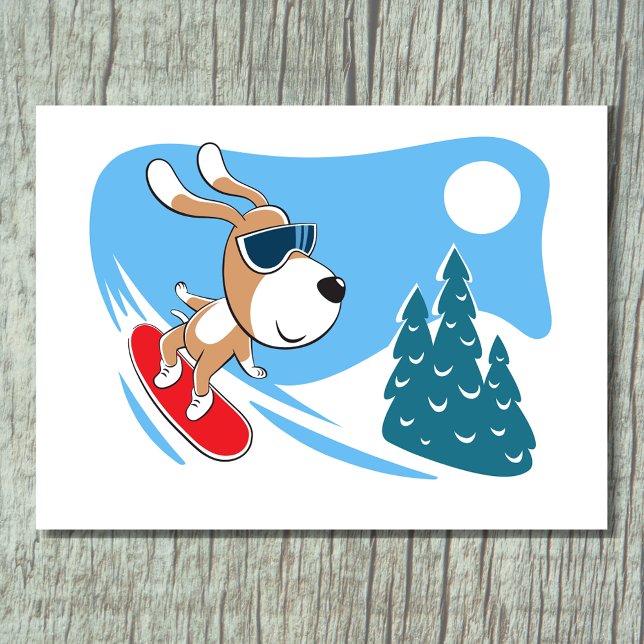 Cute Funny Dog Snowboard Winter Sport Postcard (Creator Uploaded)
