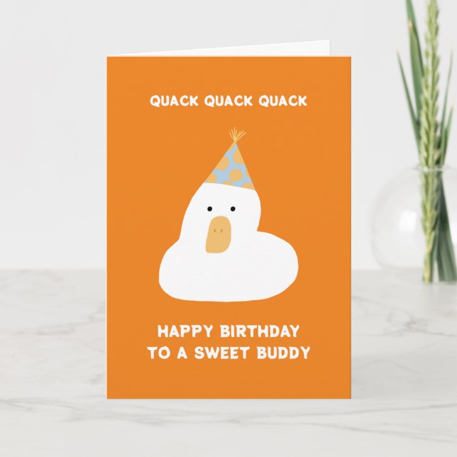 Cute Funny Duck Quack Birthday Best Friend Hat  Card (Front)
