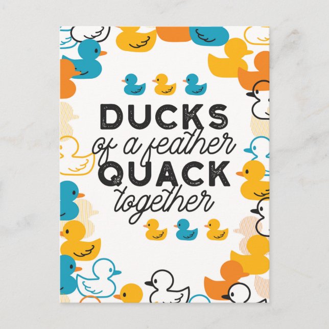 Cute Funny Ducks Puns Quote Postcard (Front)