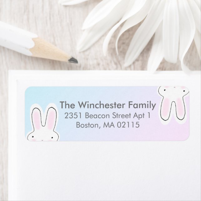 Cute funny Easter bunnies pastel colours address (Insitu)