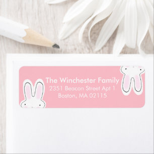 Cute funny Easter bunnies pastel pink address