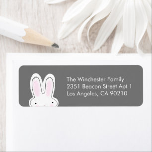 Cute funny Easter bunny charcoal grey address