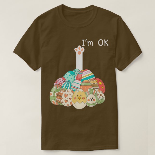 Cute Funny Easter Bunny Rabbit In Egg Im Ok  T-Shirt (Design Front)