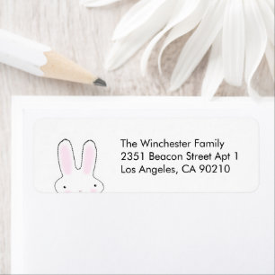 Cute funny Easter bunny white black address