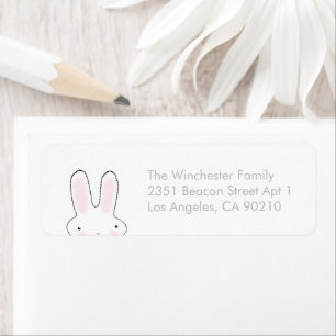 Cute funny Easter bunny white grey address
