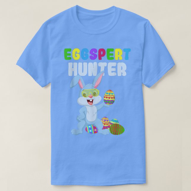 Cute Funny Eggspert Hunter Boys Easter Rabbit Egg  T-Shirt (Design Front)
