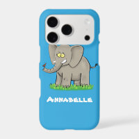 Cute funny elephant with bird on trunk cartoon