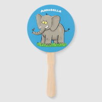 Cute funny elephant with bird on trunk cartoon