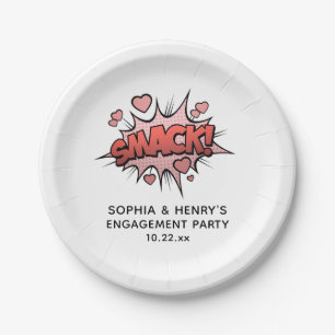 Cute Funny Engagement Party Retro Wedding Paper Plate