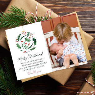 Cute Funny Family Christmas Photo Red Green Holiday Card