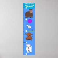 Cute funny farm animals cartoon growth chart