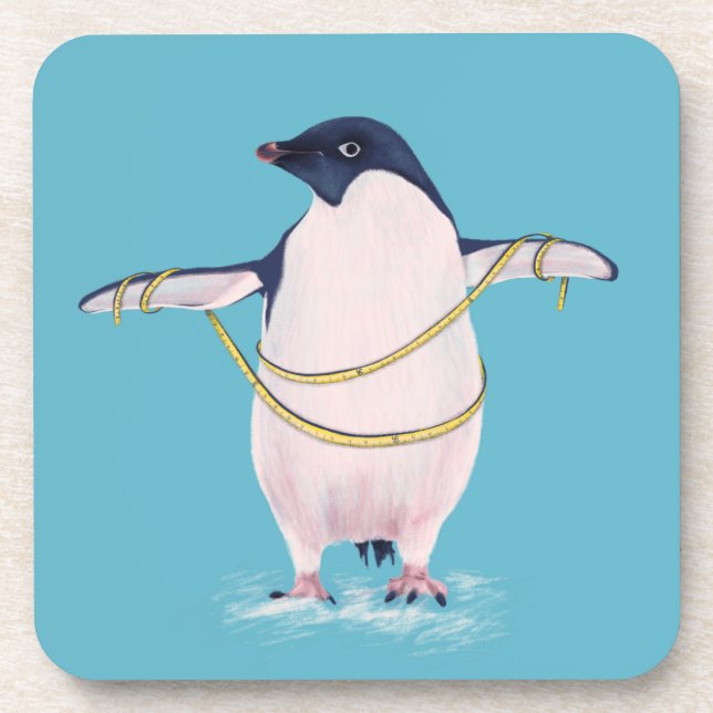 Cute Funny Fat Penguin On Diet Coaster (Front)