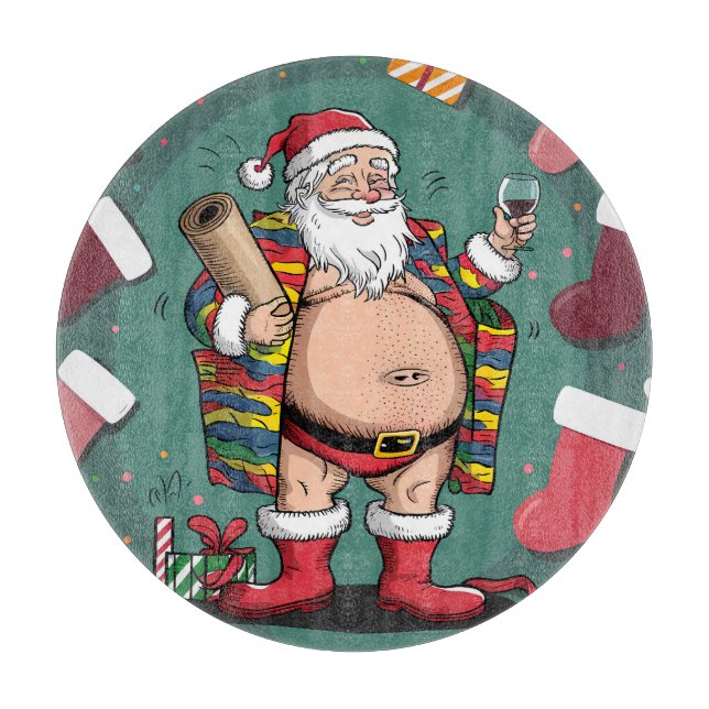 Cute funny father christmas cutting board (Front)