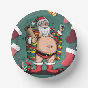 Cute funny father christmas paper plate
