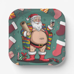 Cute funny father christmas paper plate