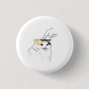 Cute Funny Finger Poke Squished Cat Hand Drawn Art 3 Cm Round Badge