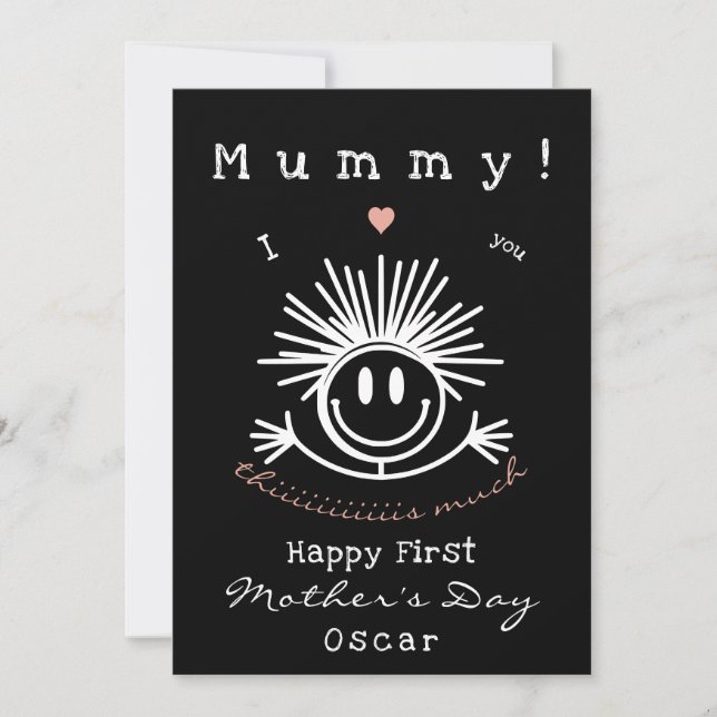 Cute Funny First Mother's Day Black Card (Front)
