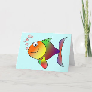 Cute Funny Fish - Colourful Card