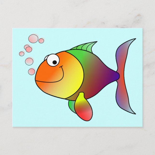 Cute Funny Fish - Colourful Postcard (Front)
