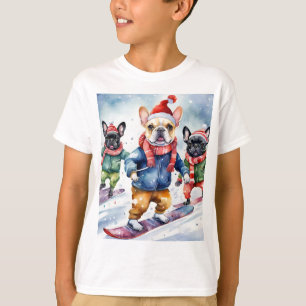 Cute Funny French Bulldogs Dog Christmas T-Shirt