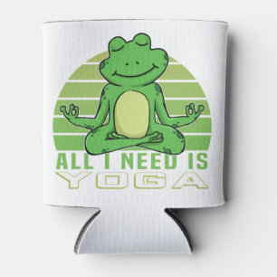 Cute funny frog doing yoga. funny yoga poses can cooler