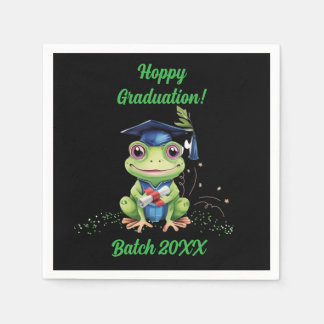 Cute Funny Frog Hoppy Graduation Batch Party Napkin