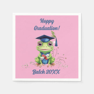 Cute Funny Frog Hoppy Graduation Batch Party Napkin