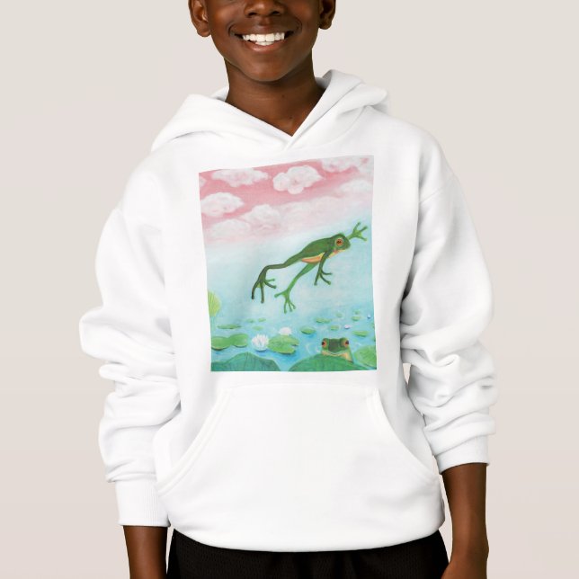 Cute Funny Frog Jumps Into The Pond (Front)