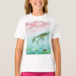 Cute Funny Frog Jumps Into The Pond T-Shirt