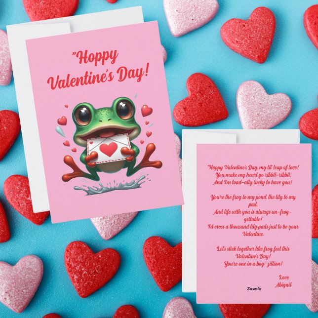 Cute Funny Frog Love Hearts Valentines Card (Creator Uploaded)