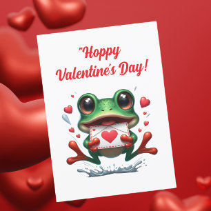 Cute Funny Frog Love Hearts Valentines Card
