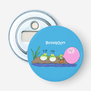 Cute funny frogs bubblegum cartoon illustration bottle opener