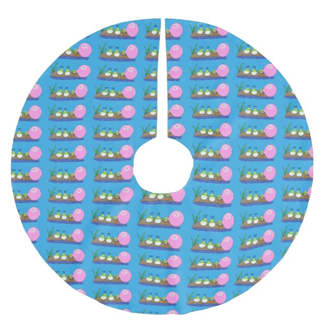 Cute funny frogs bubblegum cartoon illustration brushed polyester tree skirt (Front)